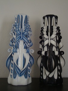 Carved candles - Big peacock tail - Turquoise candle - Decorative carved  candle - EveCandles